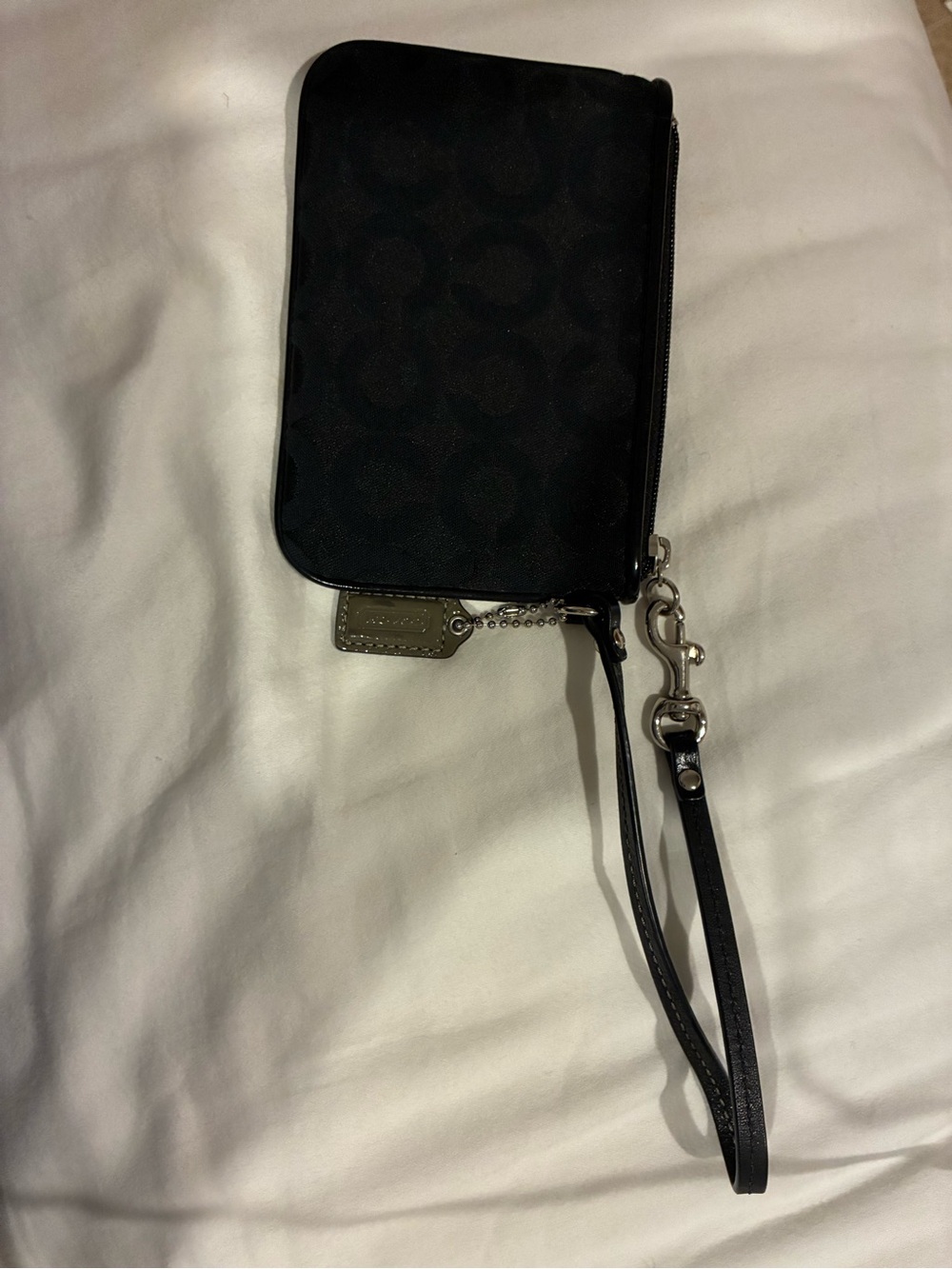 Coach Black Signature Wristlet with Silver Hardware - Picture 2 of 3